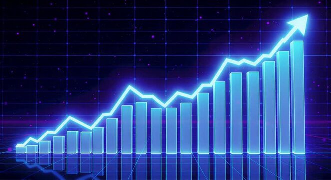 Dynamic Blue Stock Market Growth Chart Animation