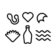 Collection of outline drawings of summer themed icons