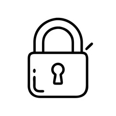 Line drawing of an unlocked padlock with a keyhole