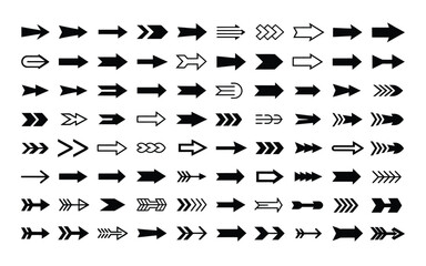 Collection of diverse arrow vector graphics for navigation design and interface elements scalable eps vector illustration white background