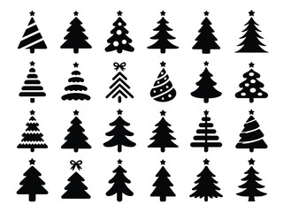 Collection of vector christmas tree illustrations scalable icons for festive designs and seasonal projects eps vector illustration white background