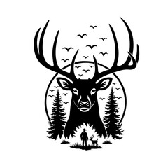 DEER IN THE FOREST VECTOR