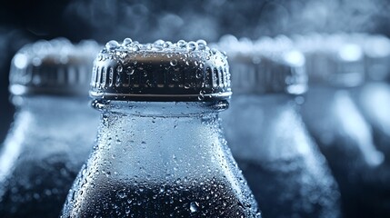 Close-up of chilled bottled drinks