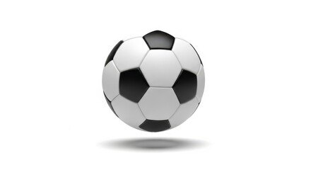 Obraz premium Classic black and white soccer ball floating with shadow on white surface