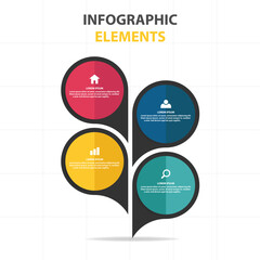 Modern 4-Step Circle Infographic Template with Business Elements and Icons