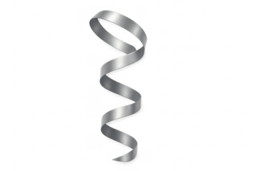 Silver metallic spiral ribbon celebrating holiday event