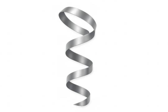 Silver metallic spiral ribbon celebrating holiday event