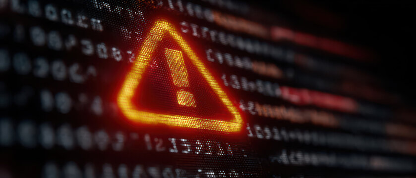 Warning Alert on Computer Screen Showing Malicious Code Detection Background
