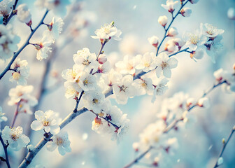 fragile white blossoms dusted with snow