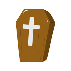 Obraz premium Wooden Coffin with Cross Graveyard Decoration