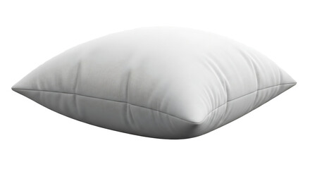 A soft white square pillow with textured fabric isolated on transparent background