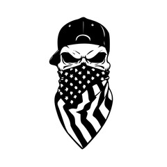 skull with a flag bandana