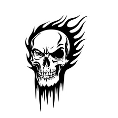 human skull with fire frame