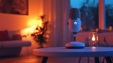 Cozy home recording setup with modern microphone