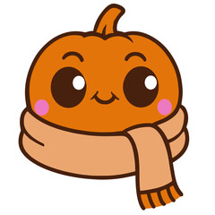 Cute Pumpkin Wrapped in Scarf  Cozy Autumn Vector