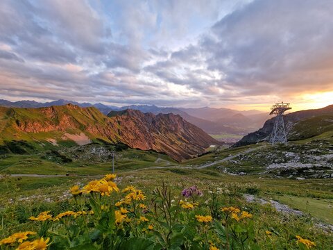 scenic sunset in the mountains