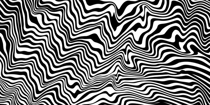 Abstract background parallel black lines on noise surface in perspective. Vector illustration. Illusion lines concept on white.