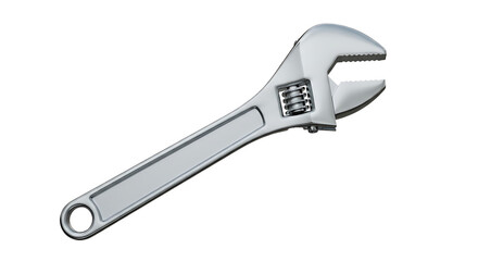 Obraz premium A gleaming silver adjustable wrench tool isolated on a transparent background for easy integration isolated on transparent background