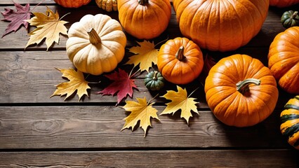 ハロウィーンのかぼちゃの木製の板背景