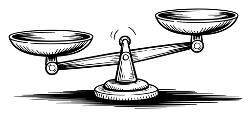 Traditional balance scale with two pans representing fairness justice and equilibrium concept