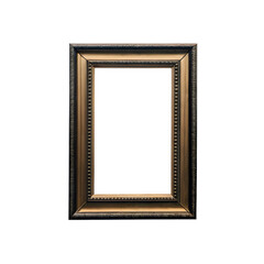 Elegant gold and black picture frame isolated on transparent background