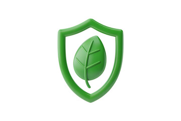 3d illustration icon of eco-friendly shield protection with leaf. Isolated on transparent background, png