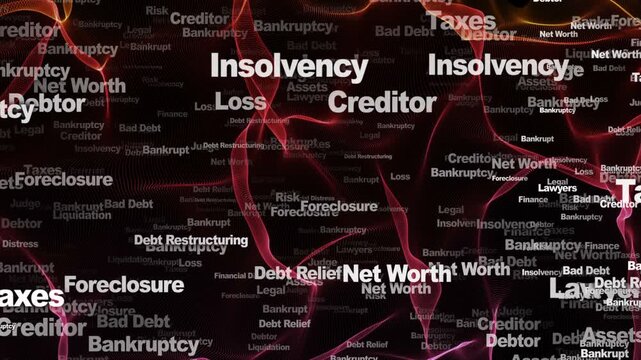 BANKRUPTCY Keywords Animation, Background, Loop, 4k
