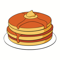 Fluffy pancakes stacked high and drizzled with golden maple syrup, inviting a warm, sweet bite in every slice—simple comfort and breakfast joy on a plate.
