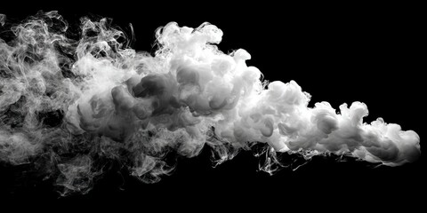 White Smoke Cloud on Black Background in Artistic Style