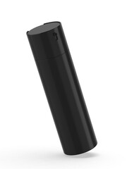 Blank cosmetic airless pump container packaging isolated on white background. Realistic clean mockup template for branding. 3D render illustration.