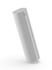 Blank cosmetic airless pump container packaging isolated on white background. Realistic clean mockup template for branding. 3D render illustration.