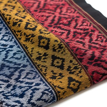 Isolated Close-up Traditional Balinese Endek Woven Fabric (2)