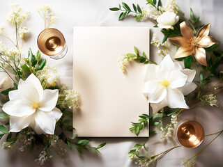 Luxury Wedding Stationery Mockup Bundle: Gold, Florals & Candles