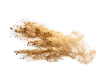 Abstract image of a cloud of tan dust, with a blurred, wispy appearance against black
