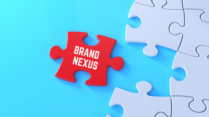 Brand Nexus text banner with Red Puzzle Piece Symbolizing Strategic Unity and Business Integration