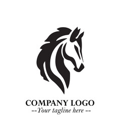 Stylish Head of Horse Logo Symbol in Black on White Background with Elegant Minimal Design