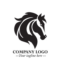 Stylish Head of Horse Logo Symbol in Black on White Background with Elegant Minimal Design