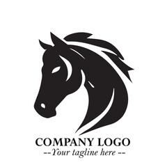 Stylish Head of Horse Logo Symbol in Black on White Background with Elegant Minimal Design