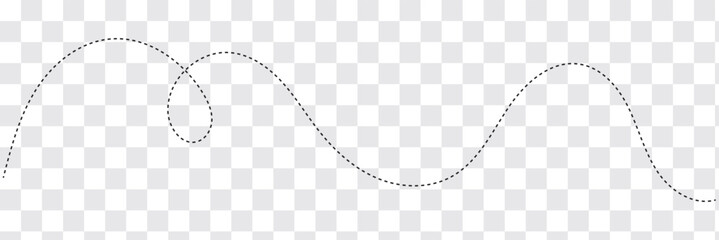dashed hand drawn squiggle loopy line vector icon, ideal for decorative borders or accents, isolated on transparent background for flexible design use.