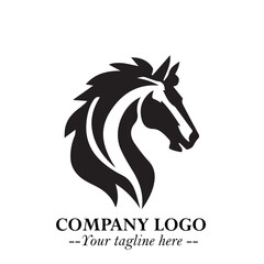 Stylish Head of Horse Logo Symbol in Black on White Background with Elegant Minimal Design