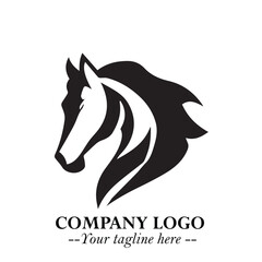 Stylish Head of Horse Logo Symbol in Black on White Background with Elegant Minimal Design