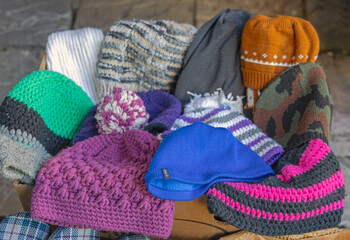 Collection of Many Different Wool Beanie Hats Winter Clothing Accessories