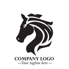 Stylish Head of Horse Logo Symbol in Black on White Background with Elegant Minimal Design