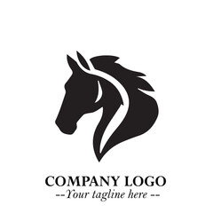 Stylish Head of Horse Logo Symbol in Black on White Background with Elegant Minimal Design