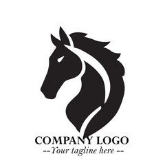 Stylish Head of Horse Logo Symbol in Black on White Background with Elegant Minimal Design