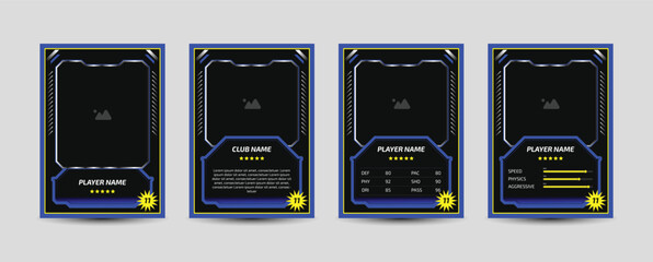 Set of player trading card templates. Photo frame, and border collection for soccer, hockey, volleyball, and basketball players. Sport flyer layout design template (EPS 10).