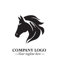 Stylish Head of Horse Logo Symbol in Black on White Background with Elegant Minimal Design