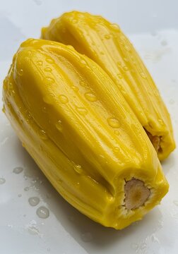 Vibrant Tropical Delight: Fresh and Juicy Jackfruit Pods on White Background