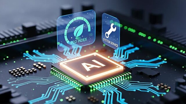 Artificial intelligence chip with eco index and system service icon