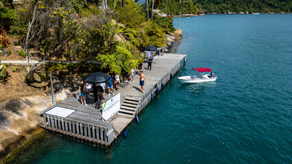Fototapeta premium Tropical Island Paradise In Paraty Brazil South America Coastal Beach Landscape With Blue Ocean Water Summer Vacation Destination Travel And Nature